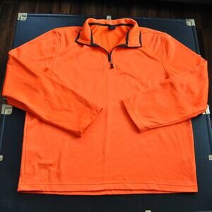 Starter Bright Orange Quarter Zip Pullover Sweater Large